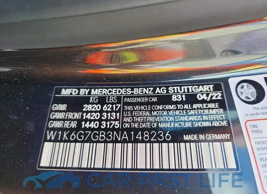 W1K6G7GB3NA148236# 12