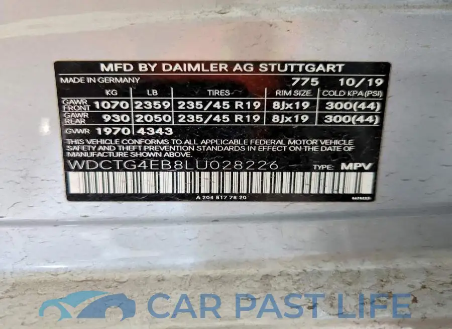 WDCTG4EB8LU028226# 12