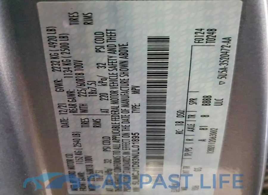 5LMCJ1D93NUL01895# 13