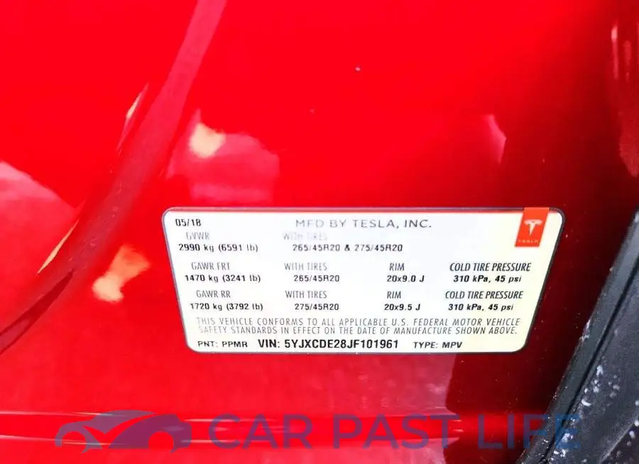 5YJXCDE28JF101961# 12