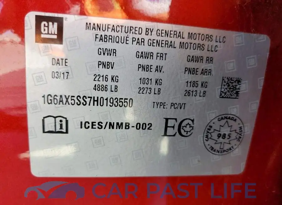 1G6AX5SS7H0193550# 12