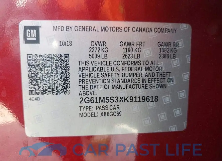 2G61M5S3XK9119618# 12
