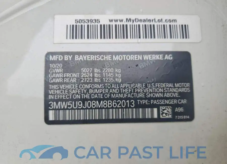 3MW5U9J08M8B62013# 13