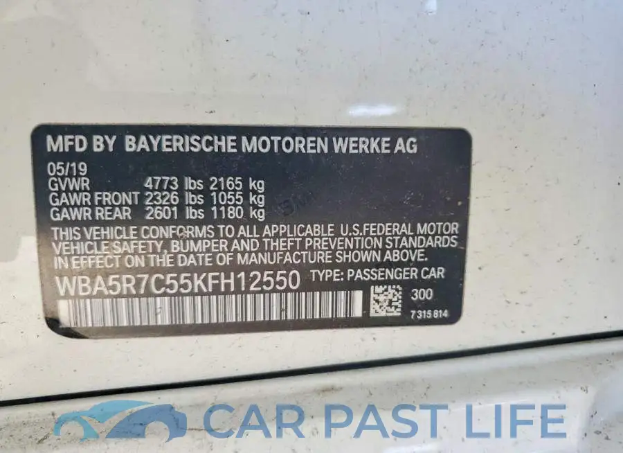 WBA5R7C55KFH12550# 12