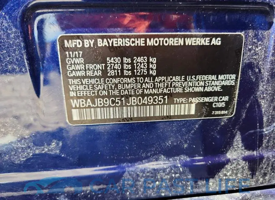 WBAJB9C51JB049351# 13