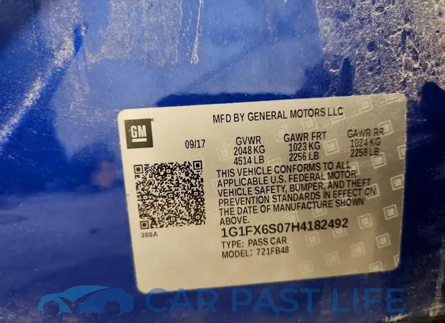 1G1FX6S07H4182492# 12