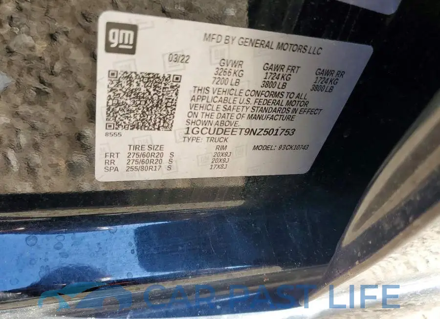 1GCUDEET9NZ501753# 13