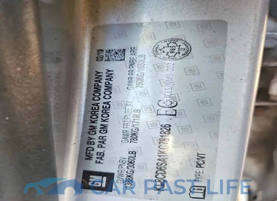 KL8CD6SA1KC781826# 12