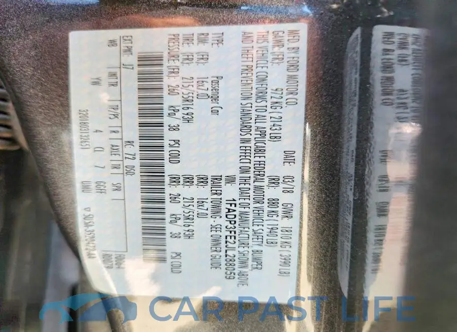 1FADP3FE2JL288059# 12