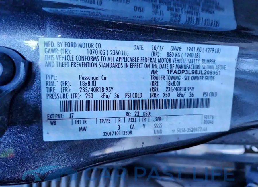 1FADP3L98JL208951# 12