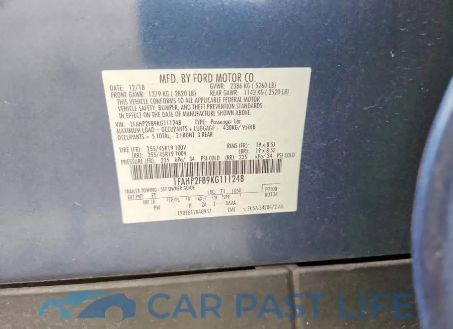 1FAHP2F89KG111248# 12