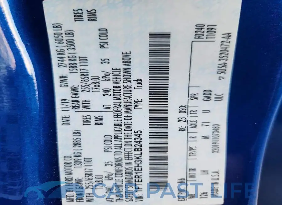1FTER1EH3KLB24345# 13