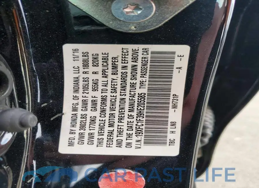 19XFC1F39HE205585# 12
