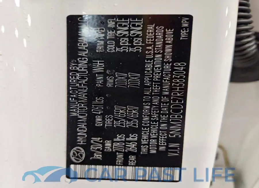 5NMJBCDE7RH383048# 14