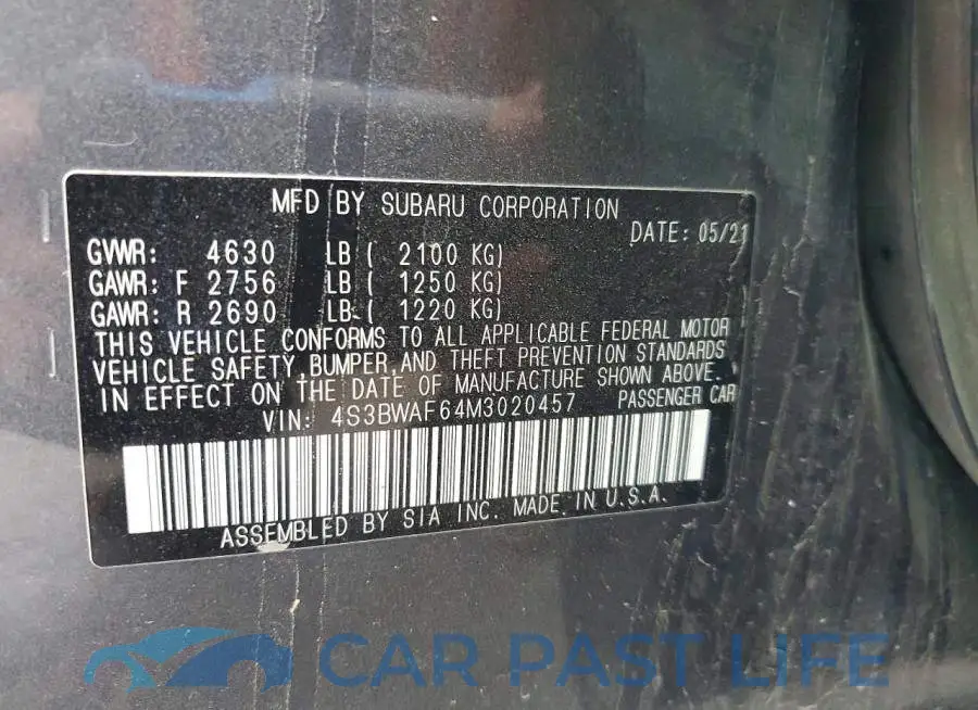 4S3BWAF64M3020457# 12