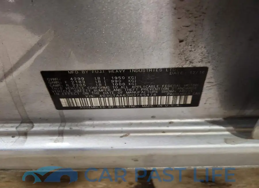 4S3GTAA63H3705478# 12