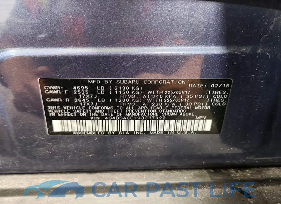 4S4BSACC1J3317022# 13