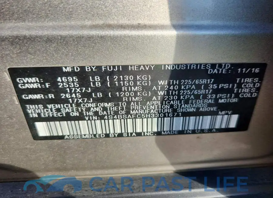 4S4BSAFC5H3301671# 13