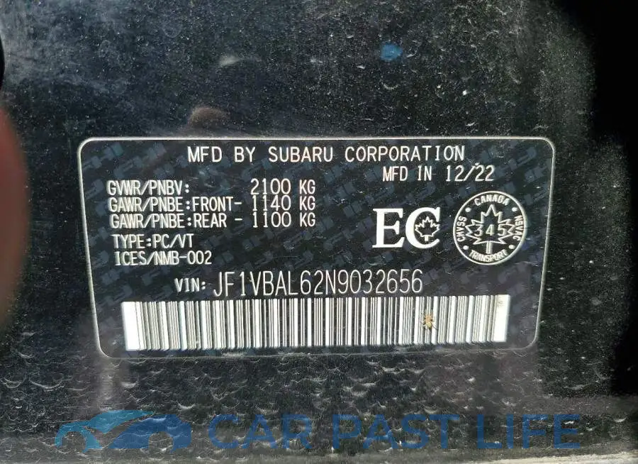 JF1VBAL62N9032656# 13