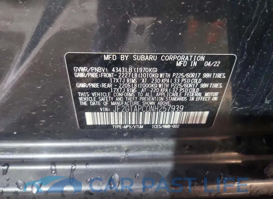 JF2GTAPC0NH257939# 13