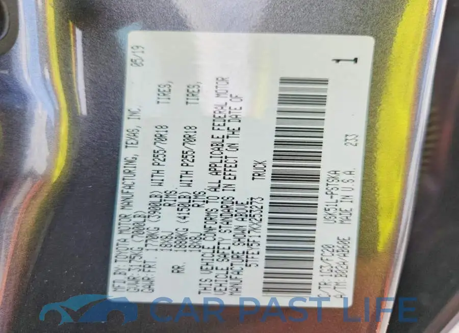 5TFEY5F17KX253273# 12