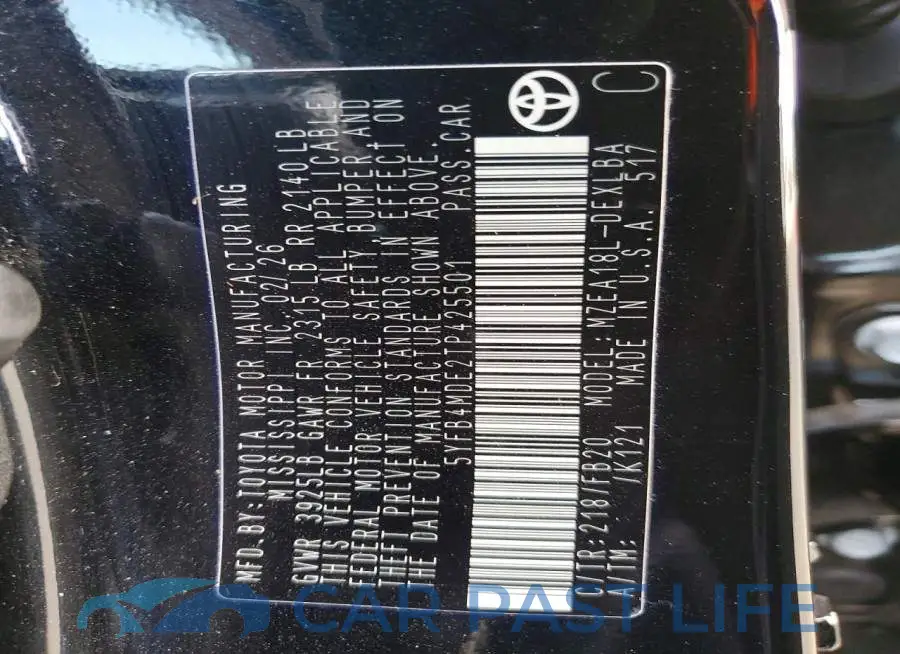 5YFB4MDE2TP425501# 12