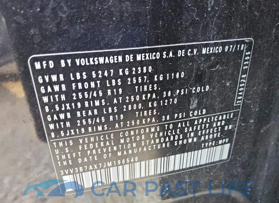 3VV3B7AX7JM196546# 12