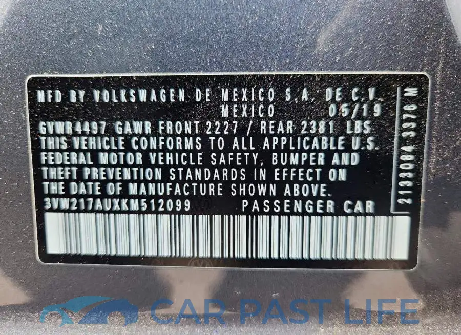 3VW217AUXKM512099# 12
