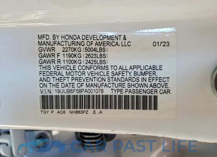 19UUB6F58PA001078# 12