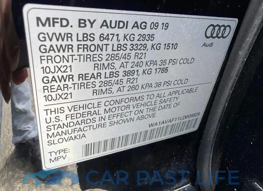 WA1AVAF11LD005825# 13