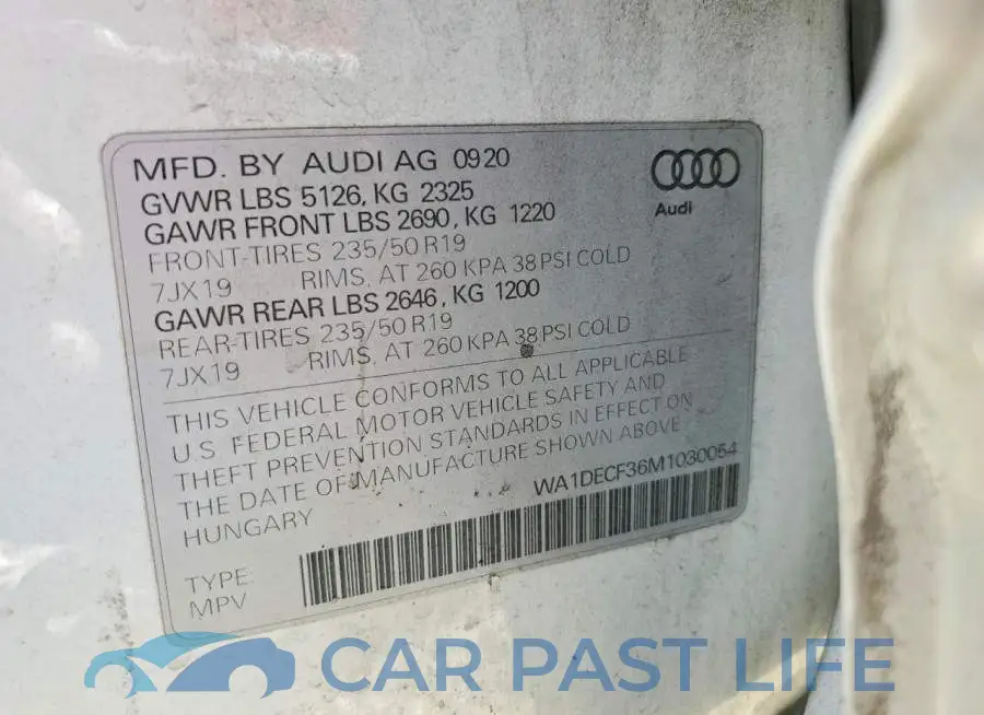 WA1DECF36M1030054# 13