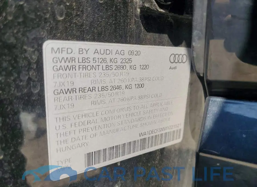 WA1DECF3XM1021521# 12