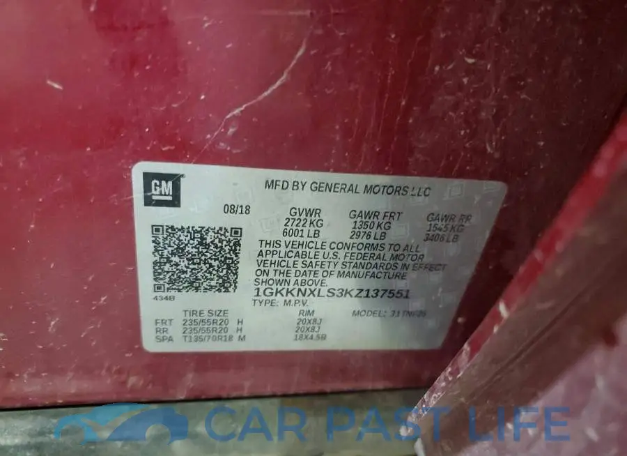 1GKKNXLS3KZ137551# 13