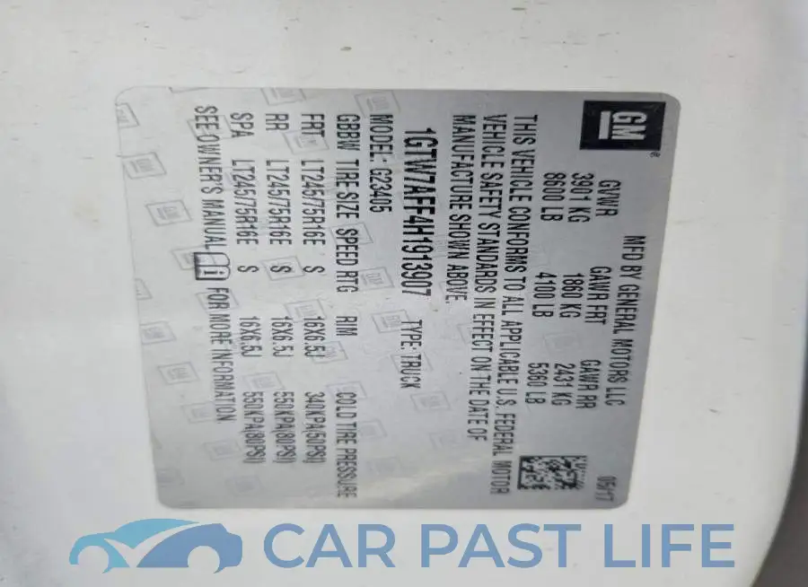 1GTW7AFF4H1913907# 12