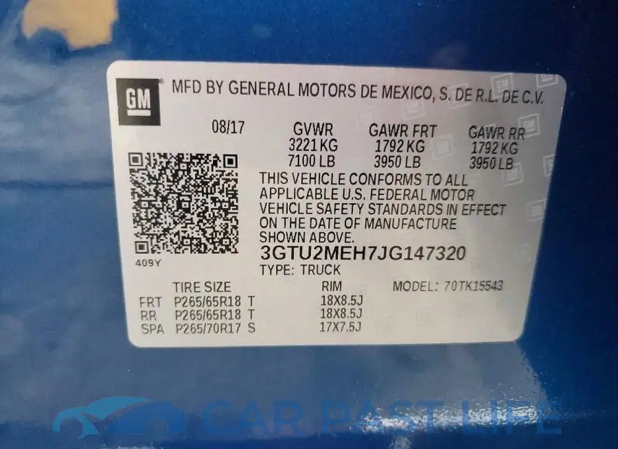 3GTU2MEH7JG147320# 12