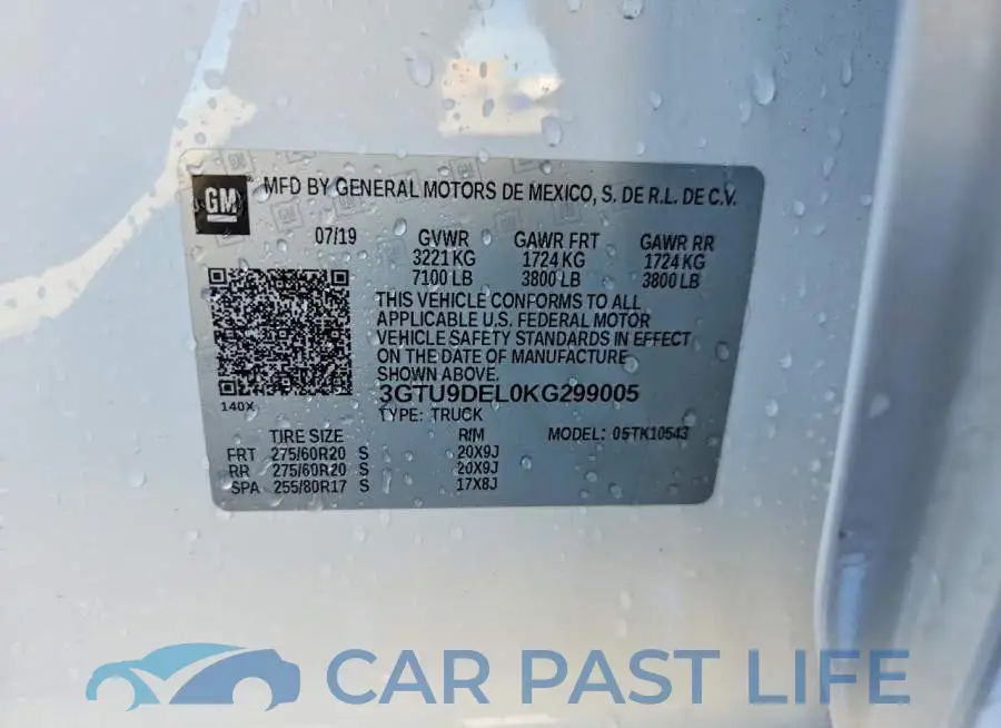3GTU9DEL0KG299005# 13