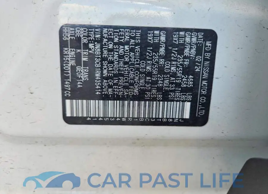 JN8BT3CB1RW435414# 13