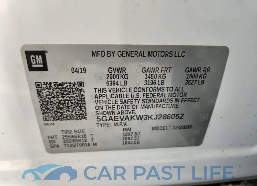 5GAEVAKW3KJ286052# 13