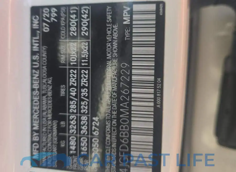 4JGFD6BB0MA267229# 10