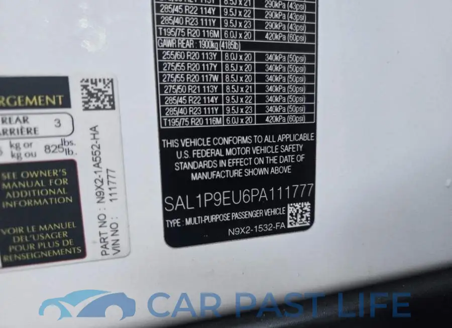 SAL1P9EU6PA111777# 10