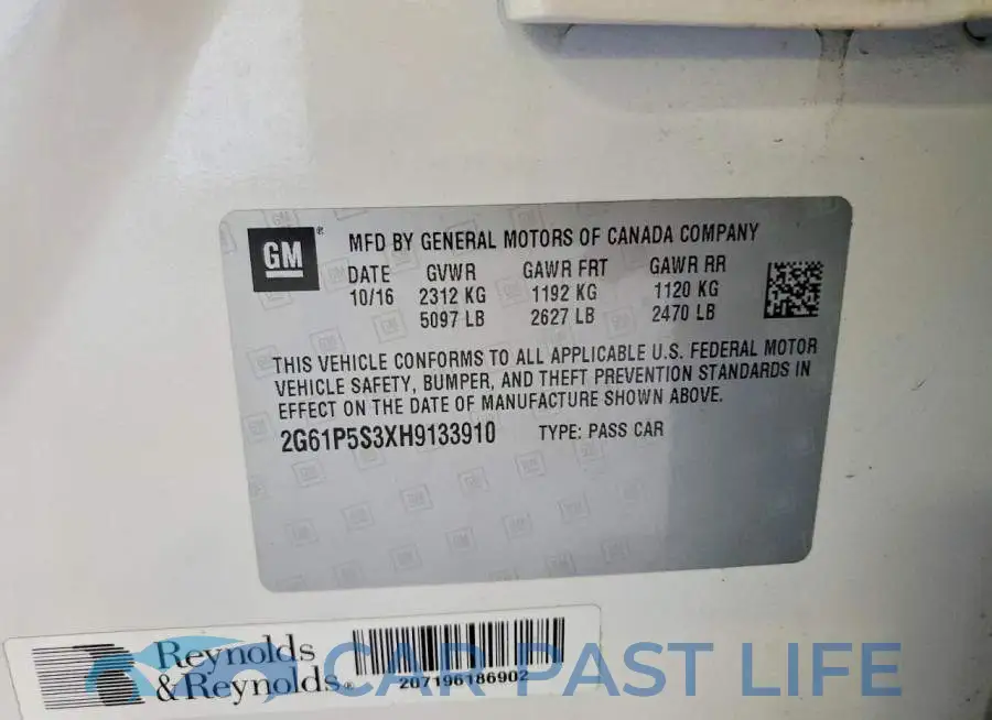 2G61P5S3XH9133910# 12