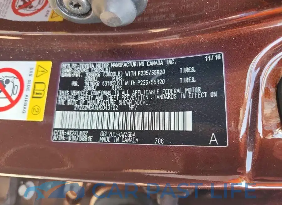 2T2ZZMCA4HC043102# 12