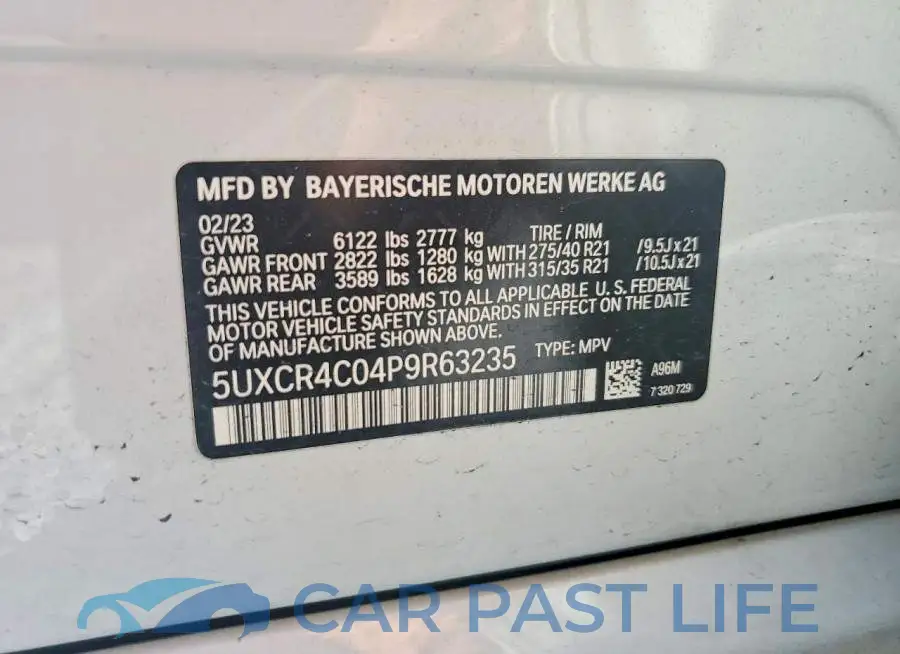 5UXCR4C04P9R63235# 12