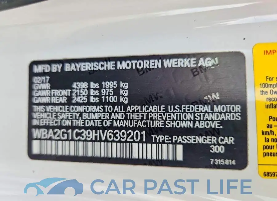 WBA2G1C39HV639201# 12
