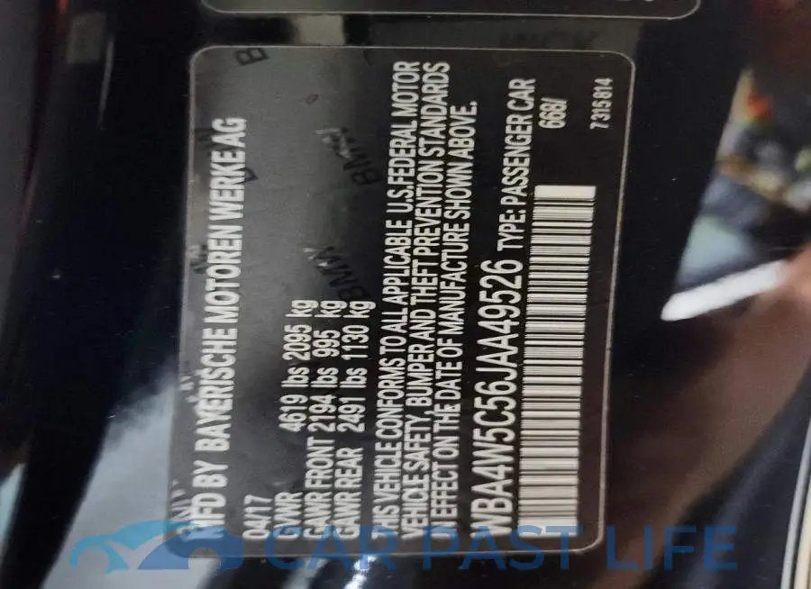 WBA4W5C56JAA49526# 12
