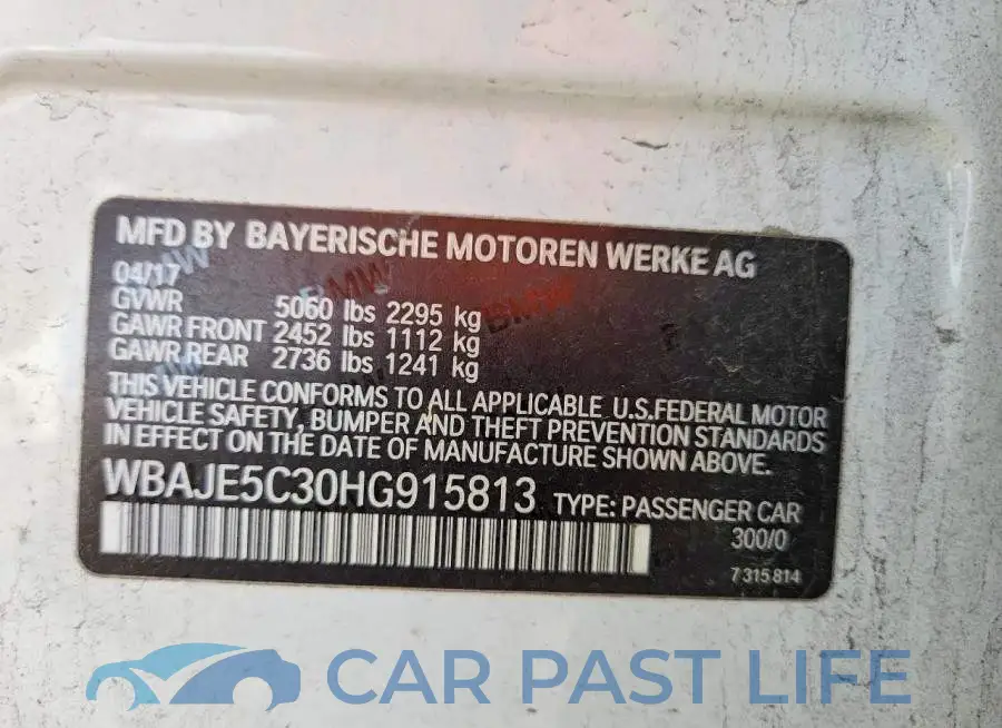 WBAJE5C30HG915813# 12