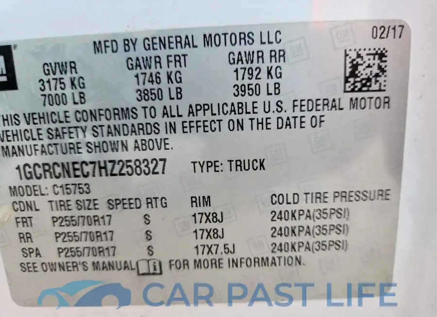1GCRCNEC7HZ258327# 13