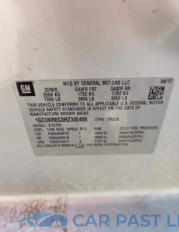 1GCVKREC0HZ306498# 12