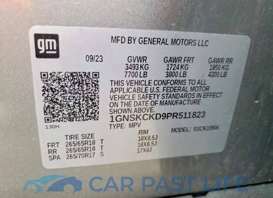 1GNSKCKD9PR511823# 13