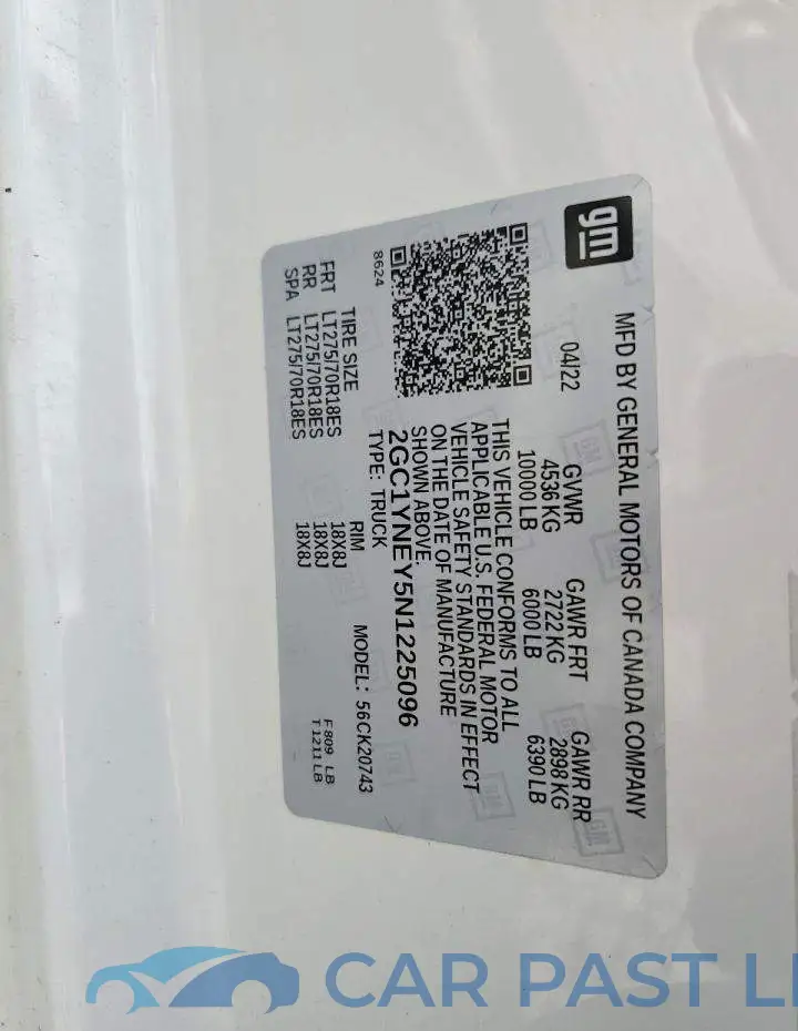 2GC1YNEY5N1225096# 12